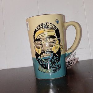 Keep Making Progress 17-oz. CERAMIC MUG w EMBOSSED BLACK MAN signed PINKLOMEIN